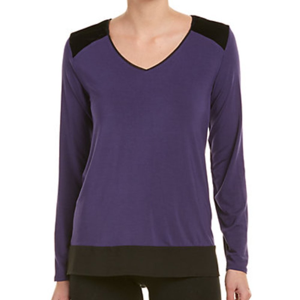DKNY Jersey Loungewear Top Purple Black Sz M NWT